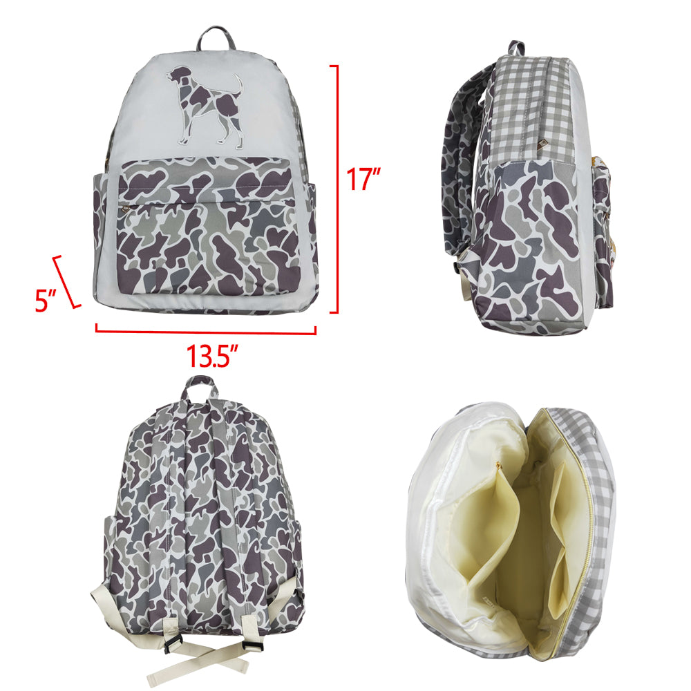 BA0268 Camo Dog Hunt Print Backpack Kid Bags