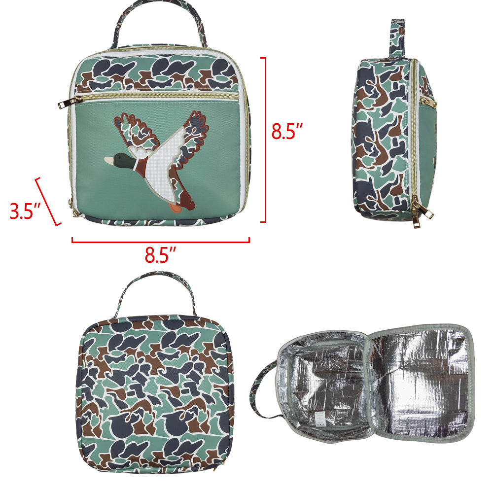 BA0270 Duck Green Camo Print Lunch Boxes Picnic Thermal Bags