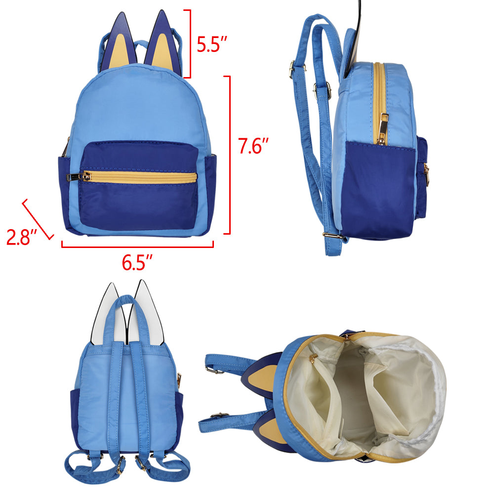 BA0281 Cartoon Dog Blue Print Backpack Back to School Kids Bags