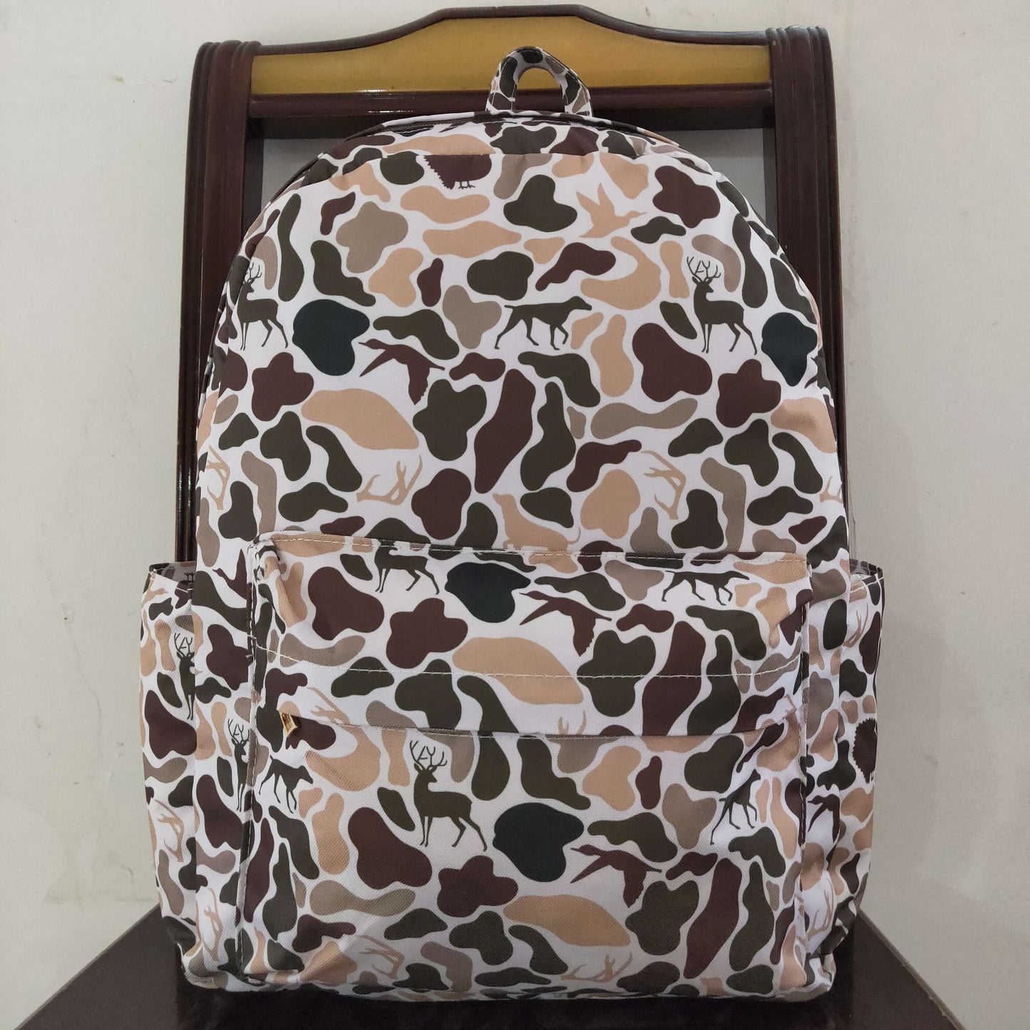 BA0288 Brown Camo Print Backpack Back to School Kids Bags