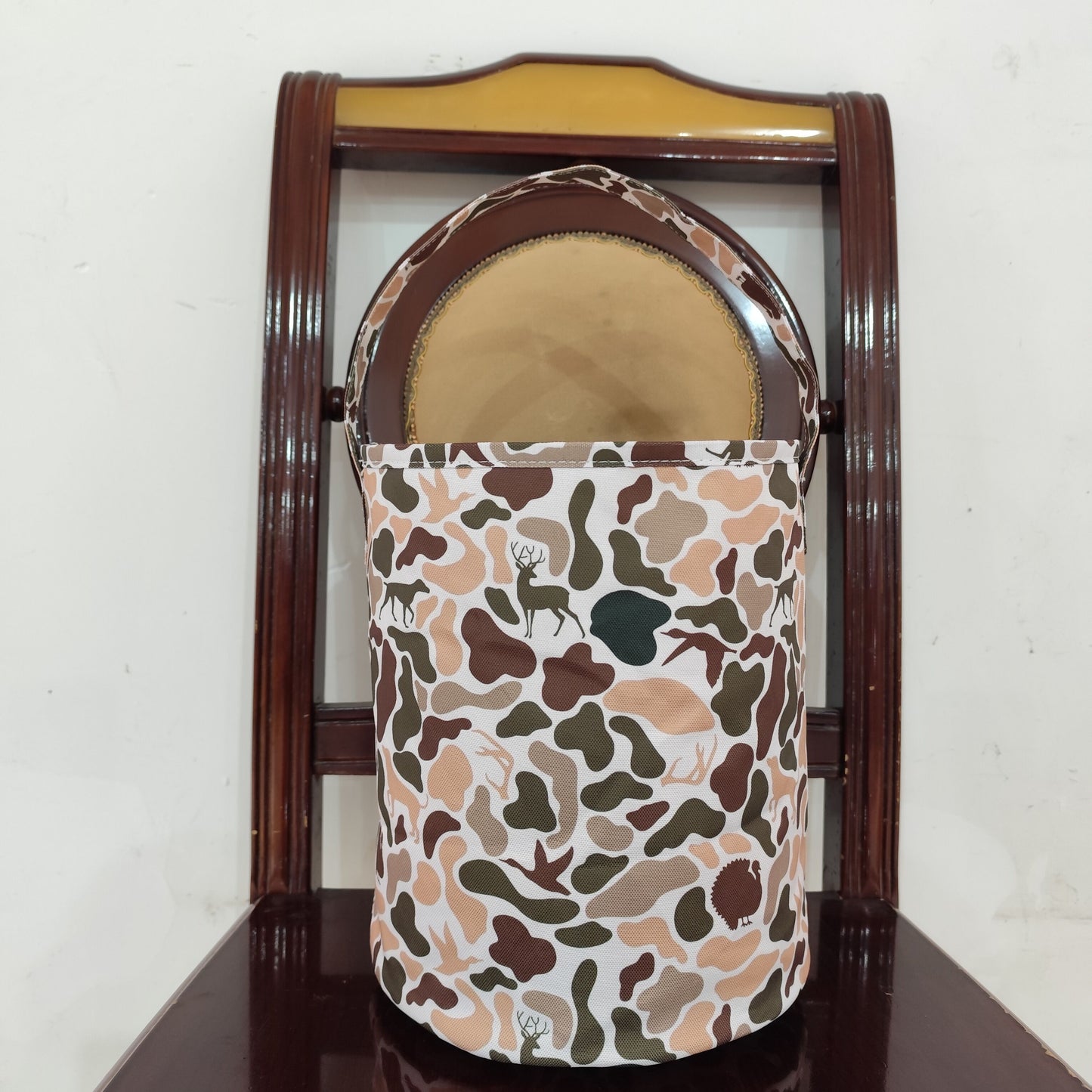 BA0289 Brown Camo Print Basket Easter Bag