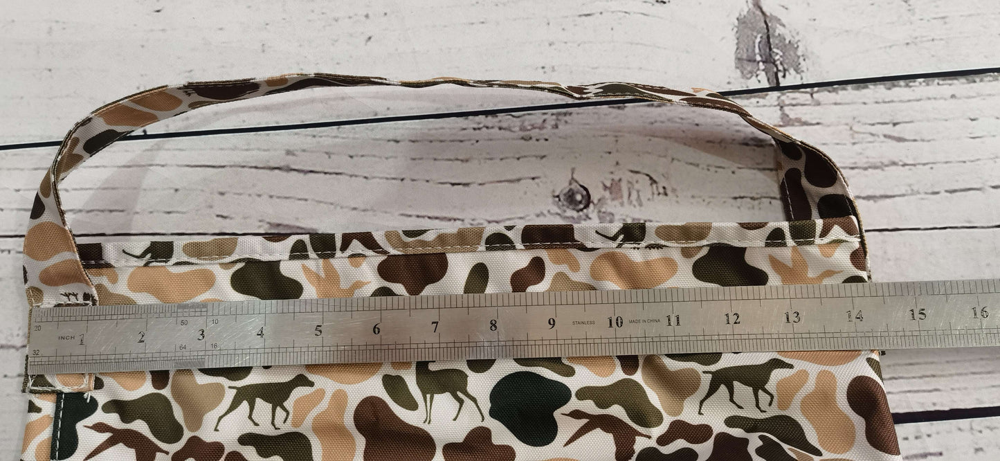 BA0289 Brown Camo Print Basket Easter Bag