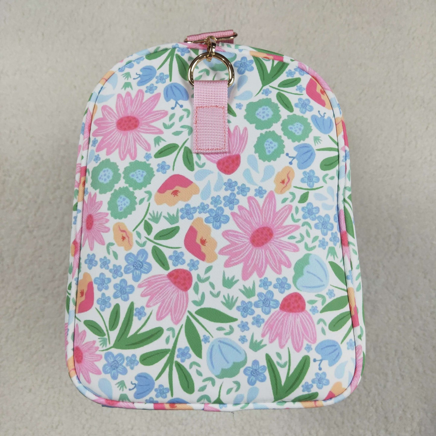 BA0290 Small Flowers Pink Print Ruffle Gym Bag Overnight Bags