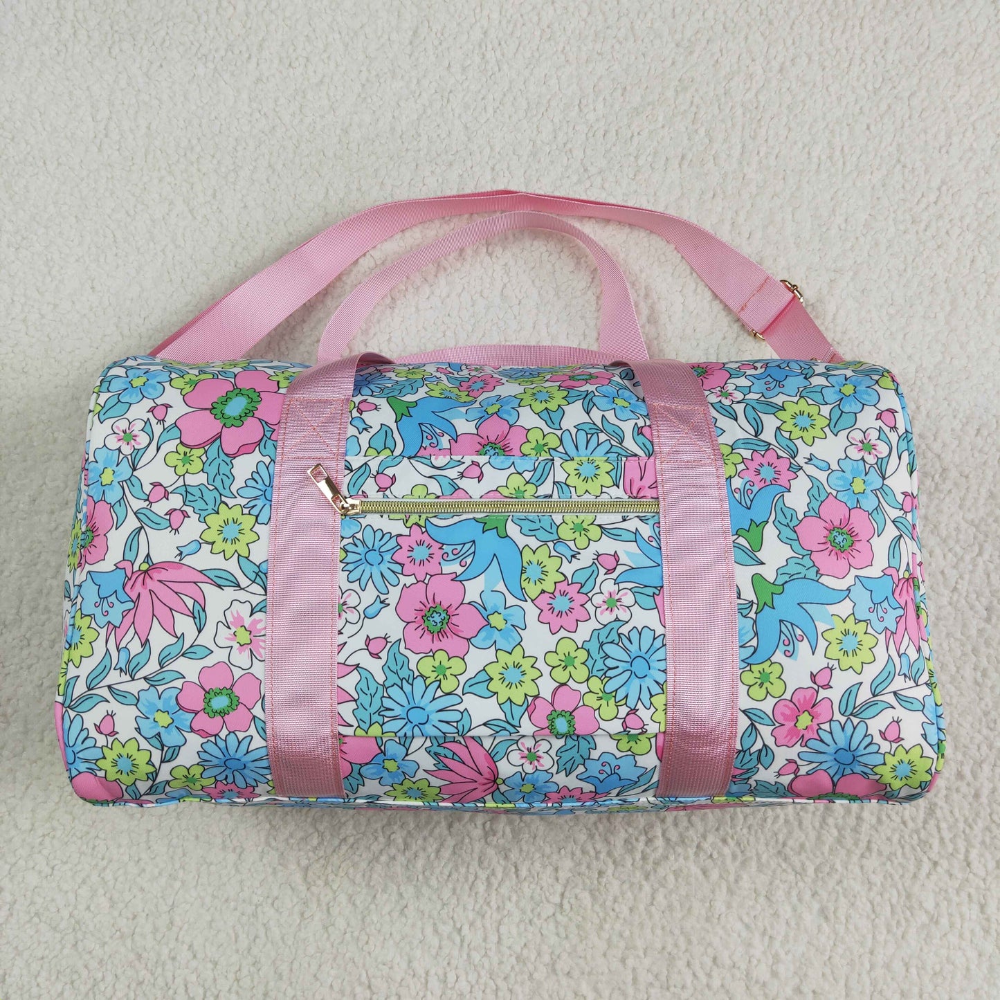 BA0291 Colorful Flowers Print Ruffle Gym Bag Overnight Bags