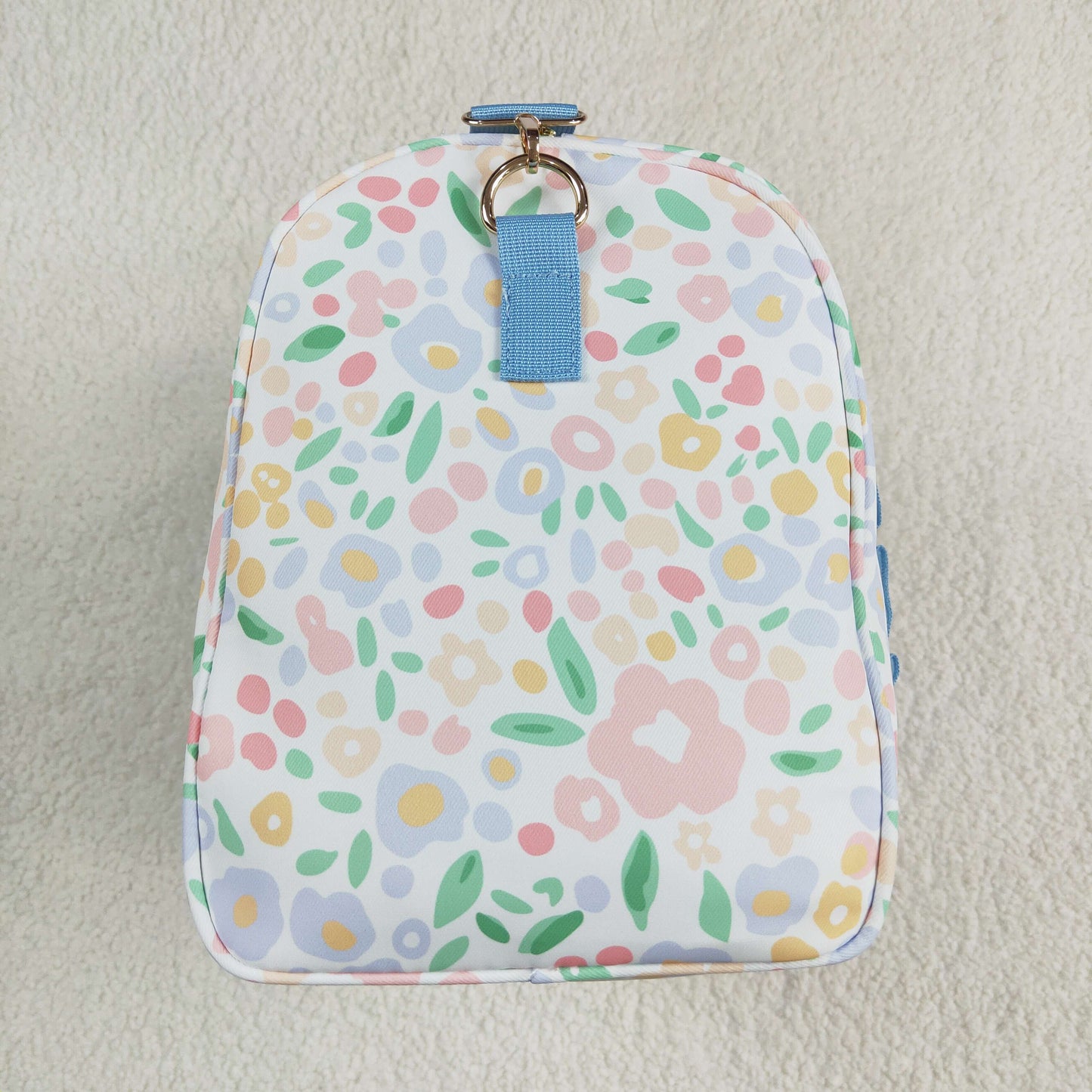 BA0292 Small Flowers Blue Print Ruffle Gym Bag Overnight Bags