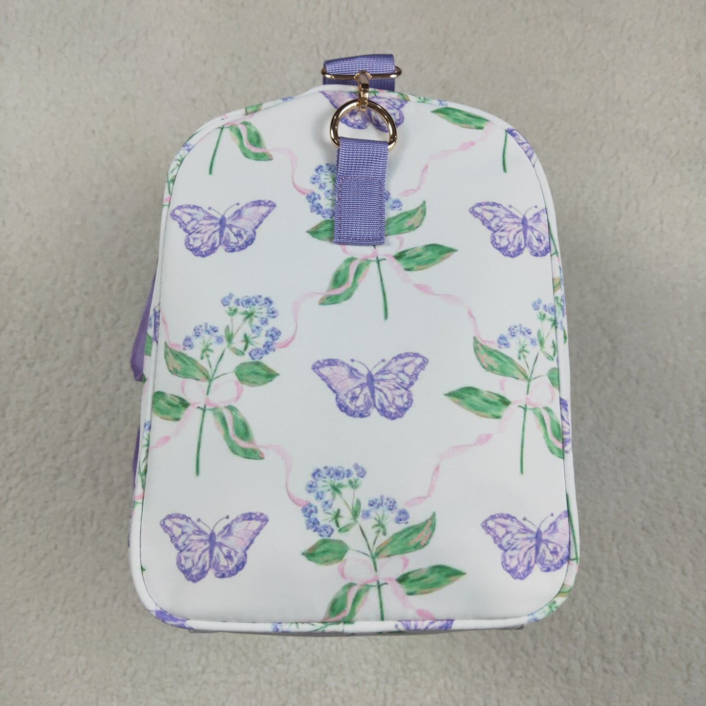 BA0293 Flowers Butterfly Print Ruffle Gym Bag Overnight Bags