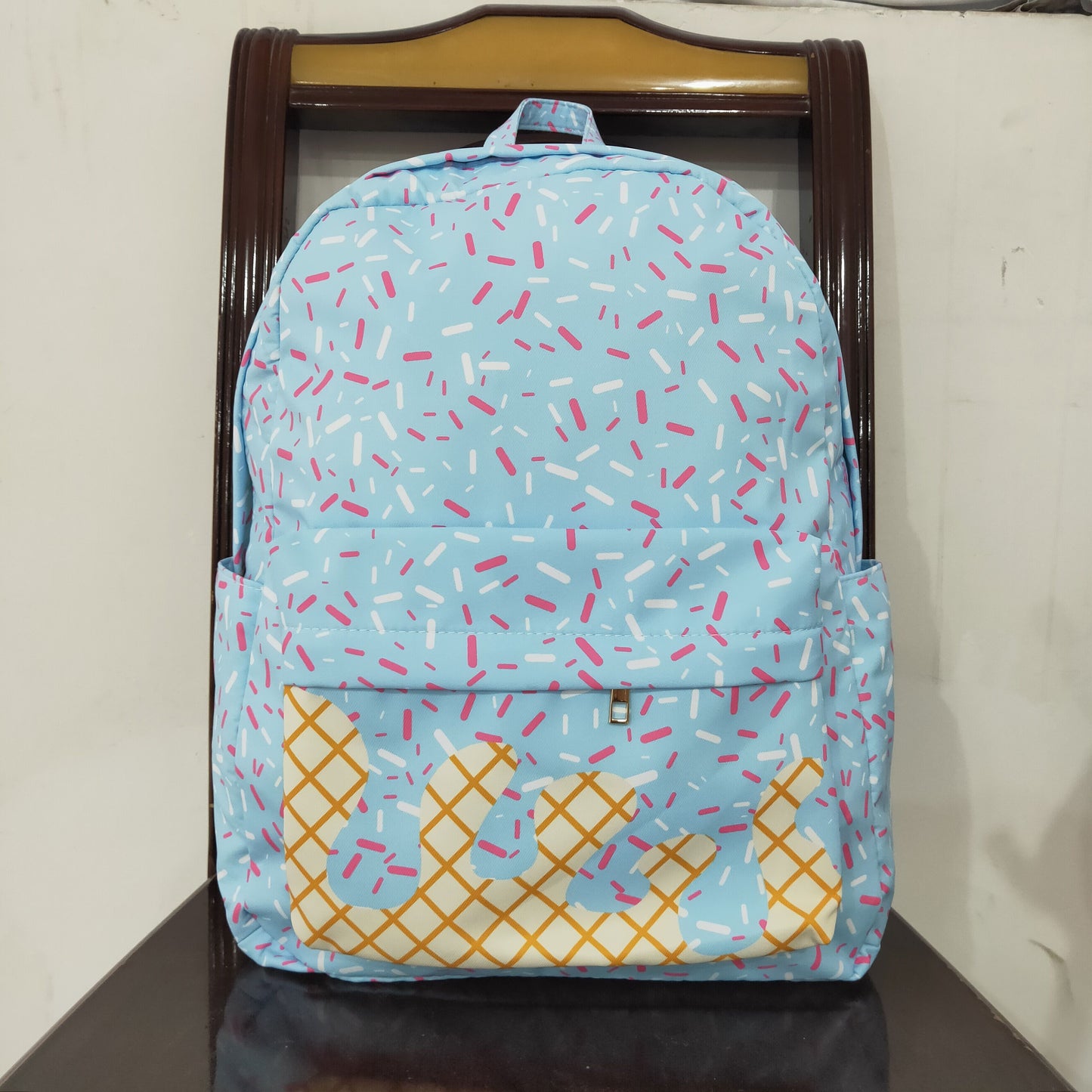 BA0297 Blue Sprinkles Print Backpack Kids Bags