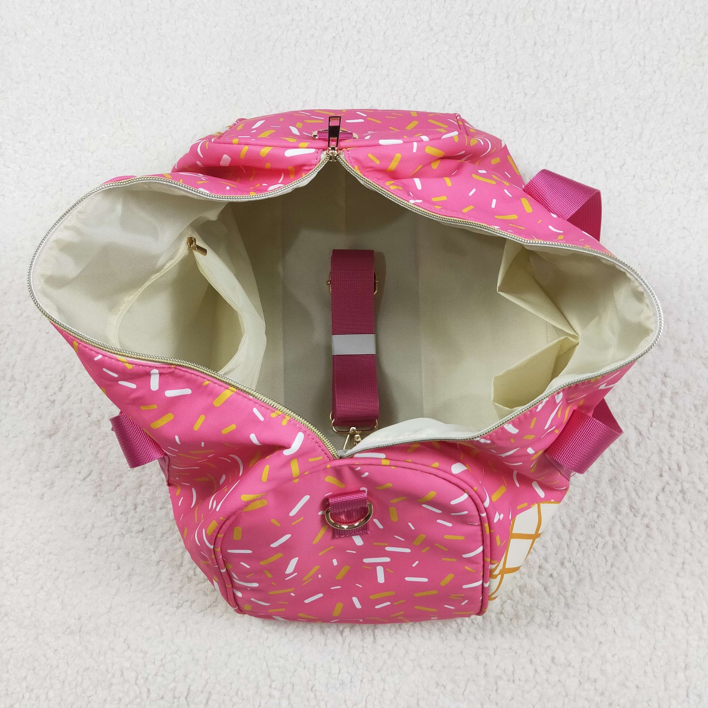 BA0298 Sprinkles Pink Print Gym Bag Overnight Bags
