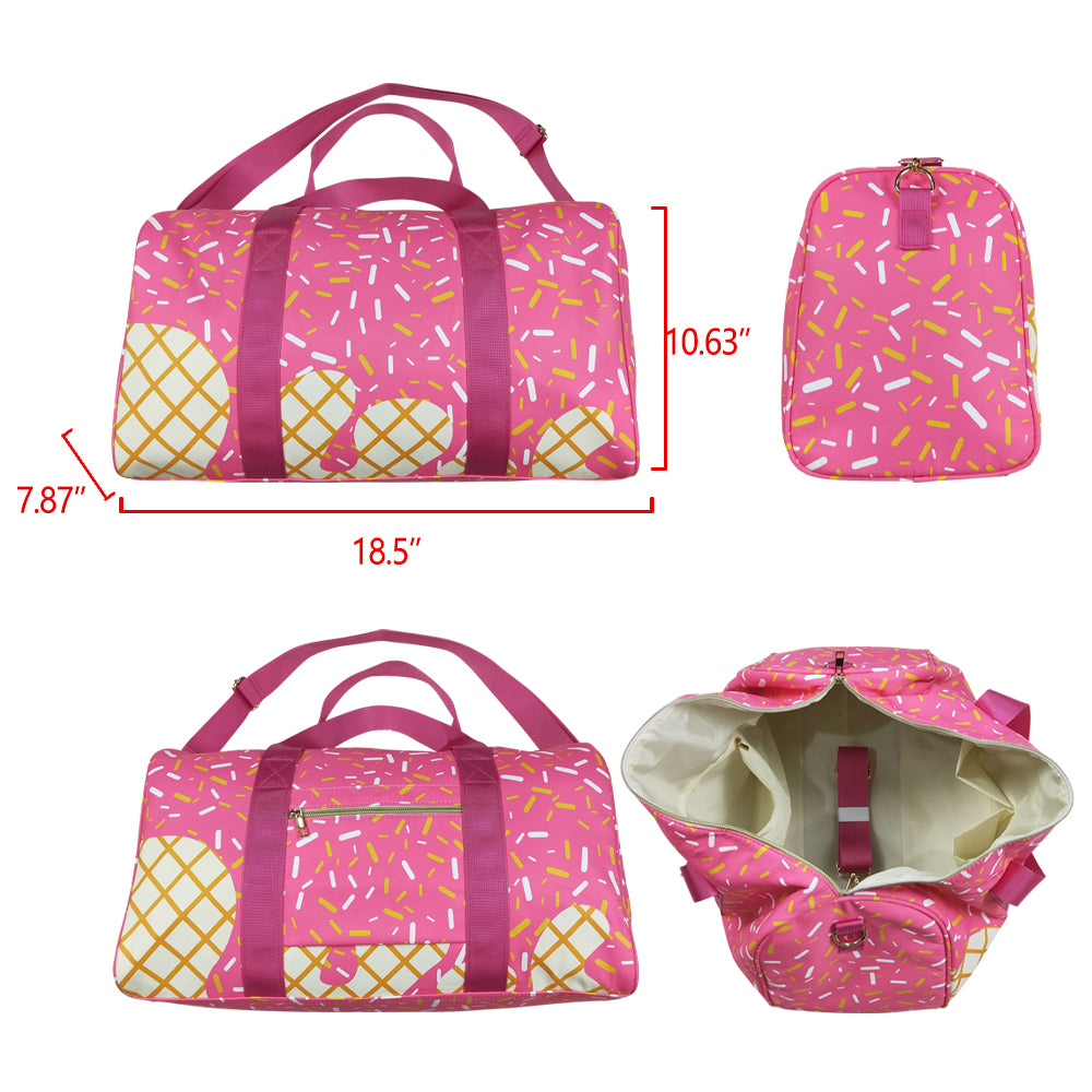 BA0298 Sprinkles Pink Print Gym Bag Overnight Bags