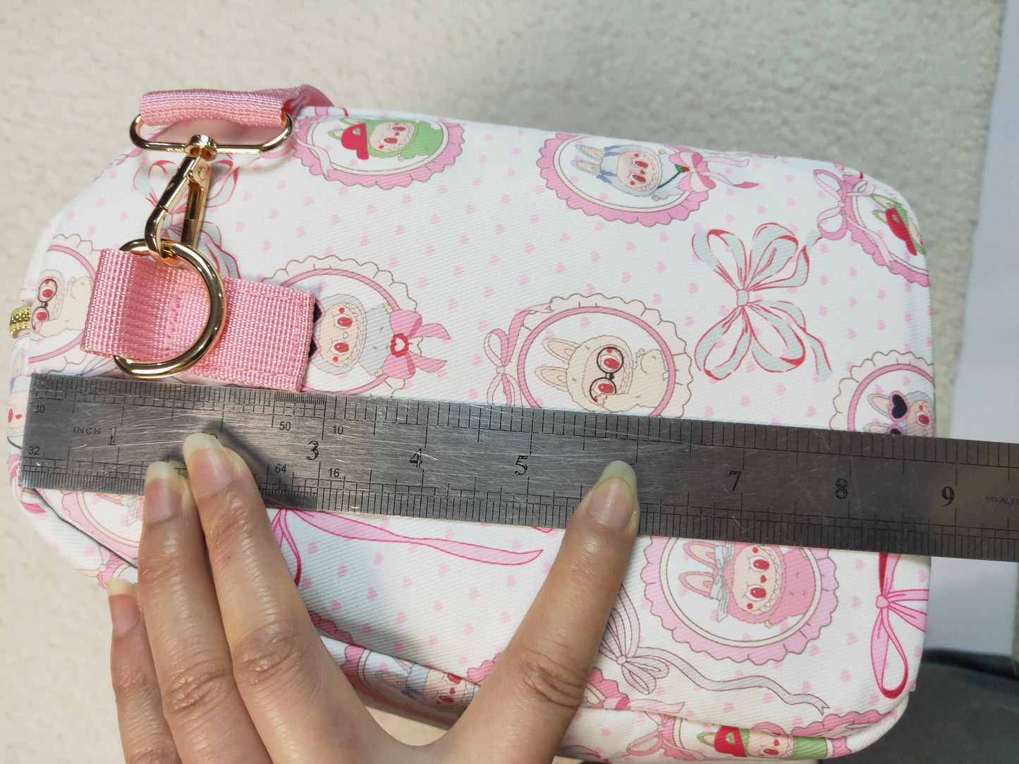 BA0301 Cartoon Bunny Bows Pink Print Girls Gym Bag Overnight Bags