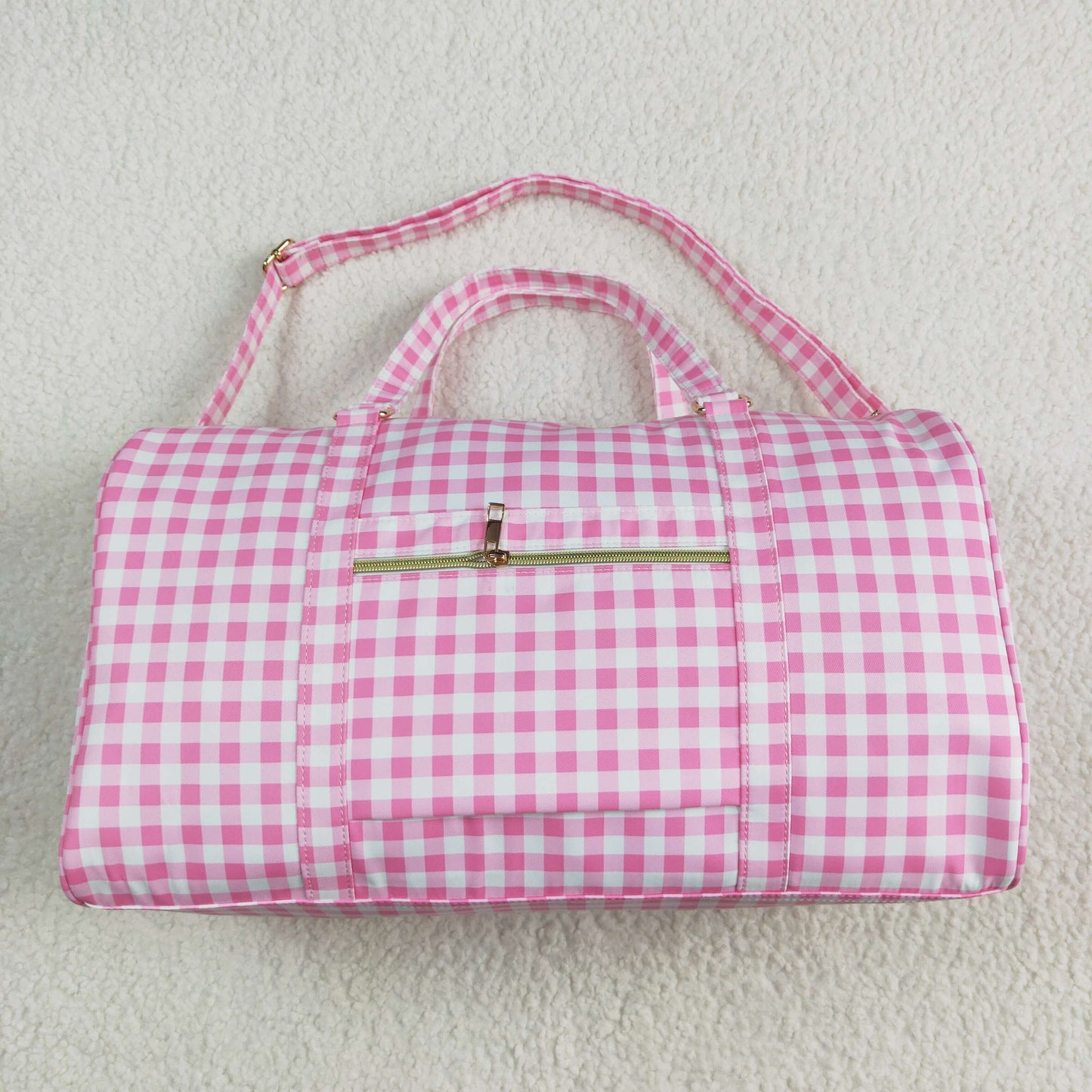 Pink Plaid Print Ruffle Girls Go to School Bags Overnight Bag Backpack Lunch Boxes
