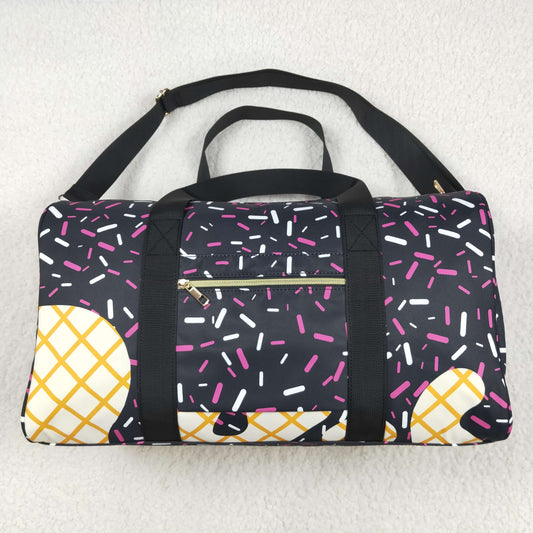 BA0303  Black Sprinkles Print Gym Bag Overnight Bags