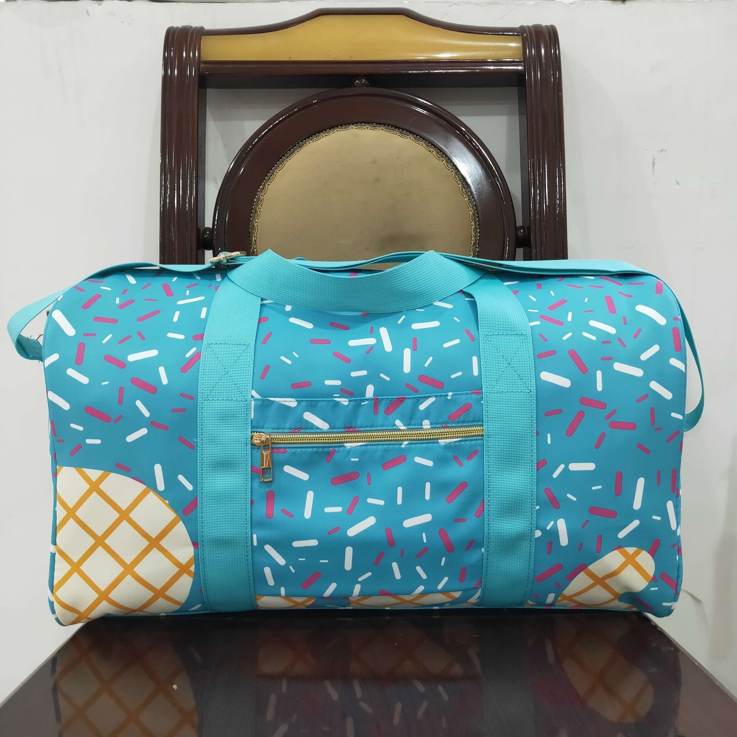 BA0304  Sprinkles Blue Print Gym Bag Overnight Bags