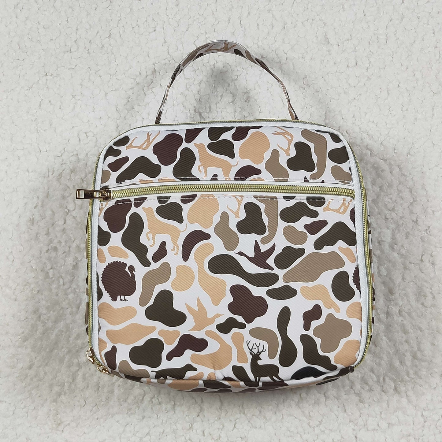 Dog Duck Camo Print Kids Go to School Bags Backpack Lunch Boxes Overnight Bags Basket