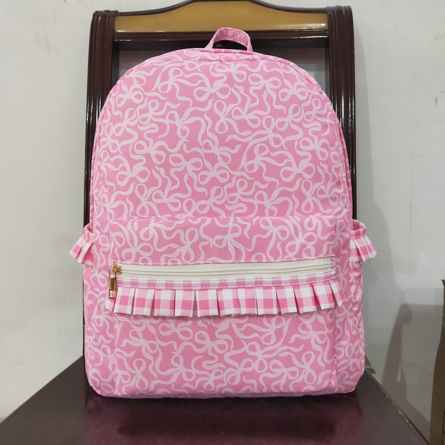 USA-Shop BA0308 Pink Bows Print Backpack Girls Bags