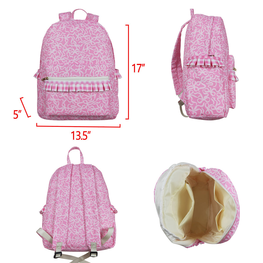 USA-Shop BA0308 Pink Bows Print Backpack Girls Bags
