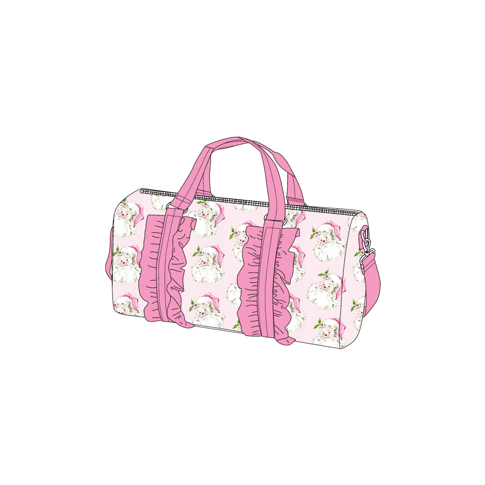 (Pre-order)BA0311 Santa Holly Print Girls Gym Bag Christmas Overnight Bags