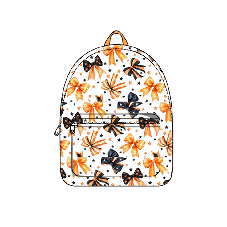 (Pre-order) BA0317 Black Orange Bows Print Halloween Backpack Girls Bags
