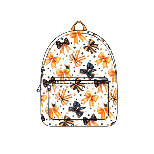 (Pre-order) BA0317  Black Orange Bows Print Halloween Backpack Girls Bags