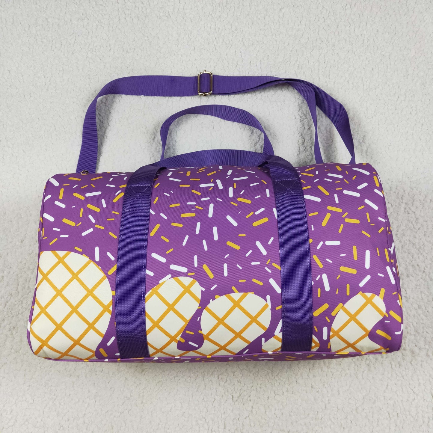 BA0321  Purple Sprinkles Print Girls Gym Bag Overnight Bags