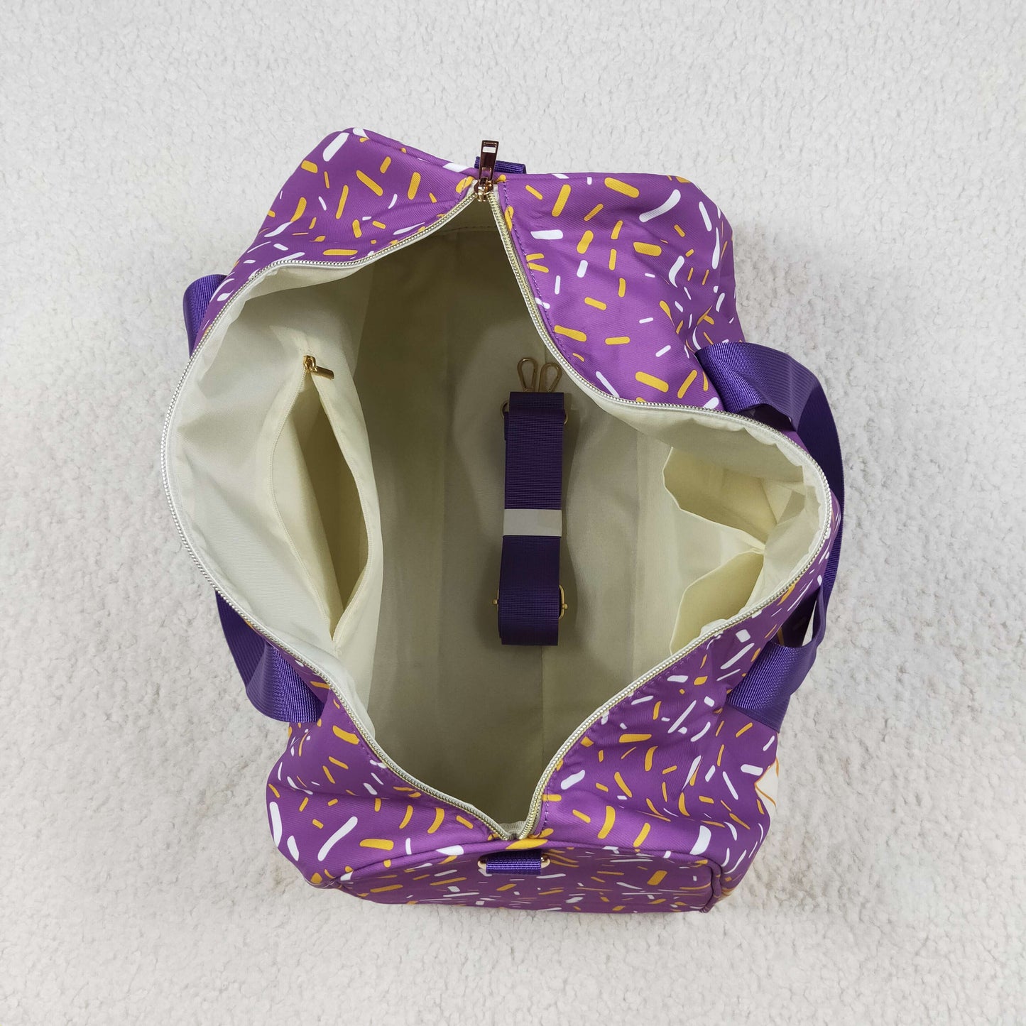 BA0321  Purple Sprinkles Print Girls Gym Bag Overnight Bags