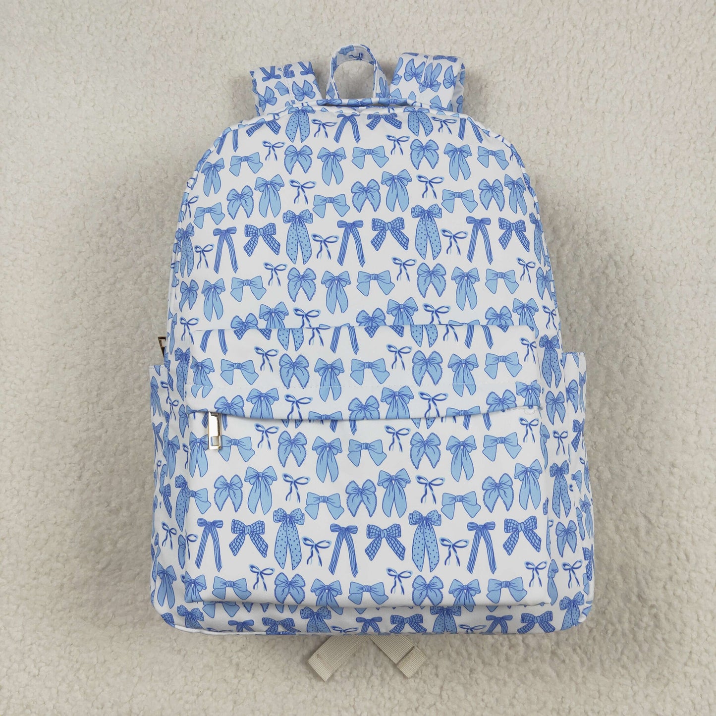 BA0322  Blue Bows Print Backpack Girls Bags