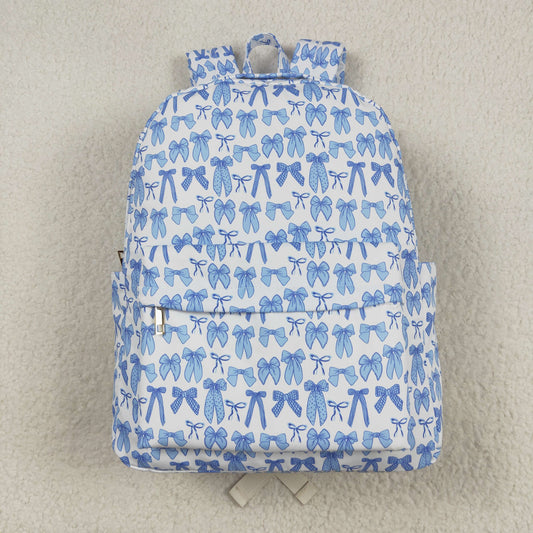 BA0322  Blue Bows Print Backpack Girls Bags