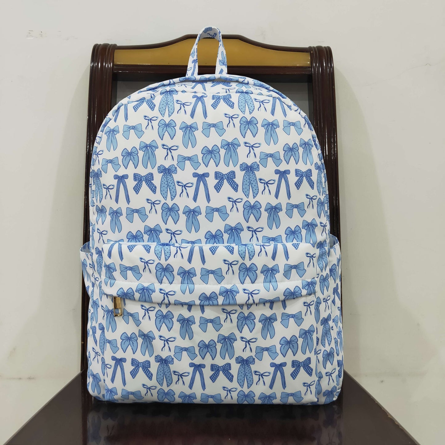 BA0322  Blue Bows Print Backpack Girls Bags