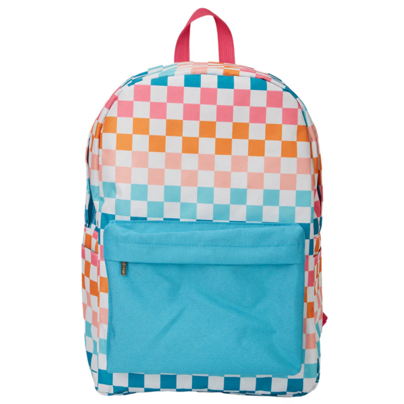 (Pre-order) BA0323 Colorful Plaid Print Backpack Girls Bags