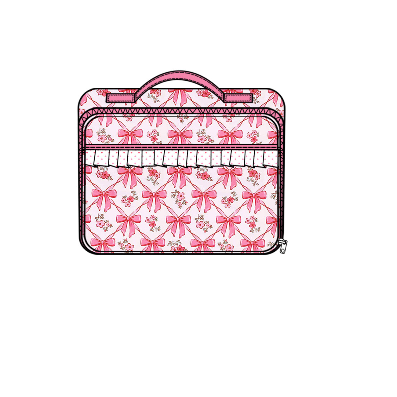 (Pre-order)BA0326 Pink Bows Small Flowers Print Lunch Boxes Picnic Thermal Bags