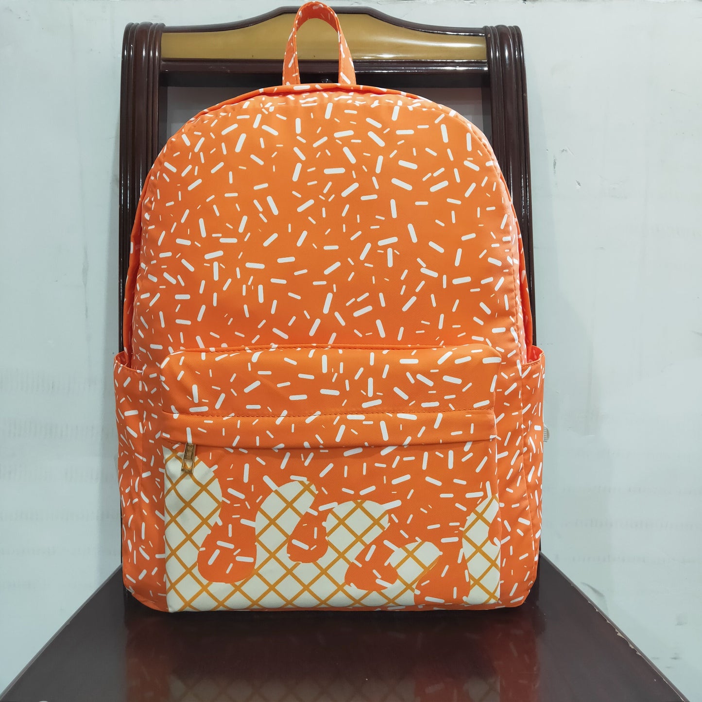 BA0339 Orange Sprinkles Print Backpack Kids Bags