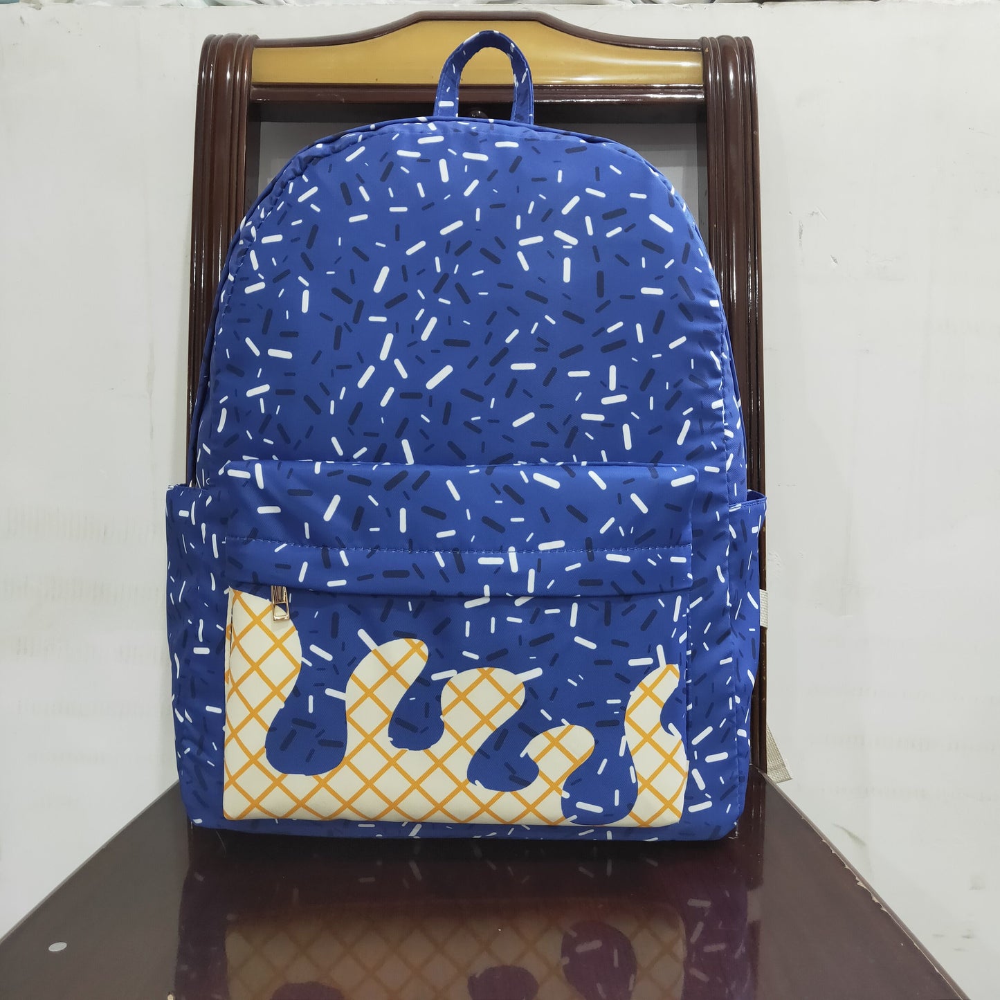 BA0340 Blue Sprinkles Print Backpack Kids Bags