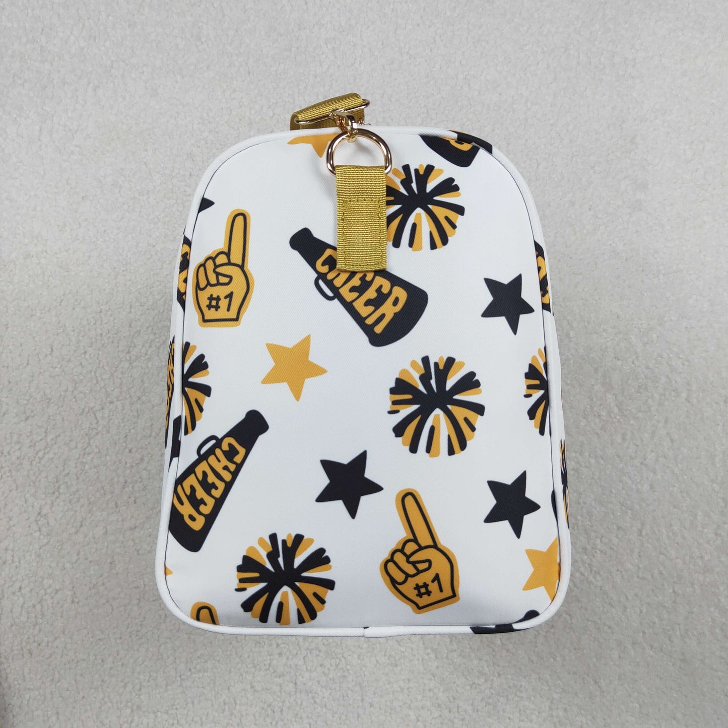 BA0370  Go Team Cheer Stars Yellow Print Girls Gym Bag Overnight Bags