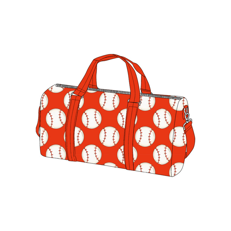 (Pre-order)BA0378 Baseball Red Print Kids Gym Bag Overnight Bags