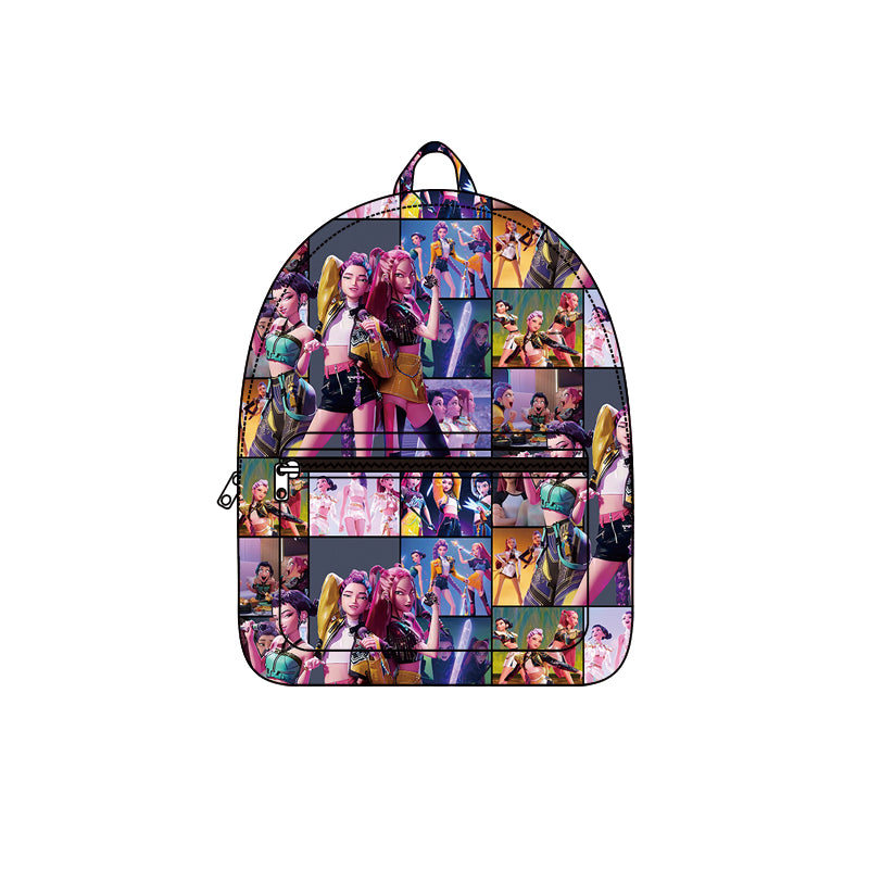 (Pre-order) BA0386 Cartoon Demon Movie Plaid Print Backpack Girls Bags