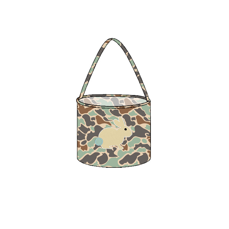 (Pre-order) BA0387 Camo Bunny Print Basket Kids Easter Bags