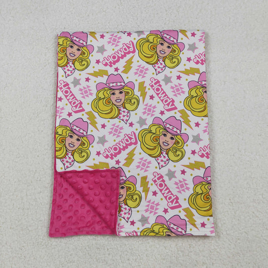 BL0067 Howdy Cowgirl Flash Aztec Pink Print Girls Western Blanket