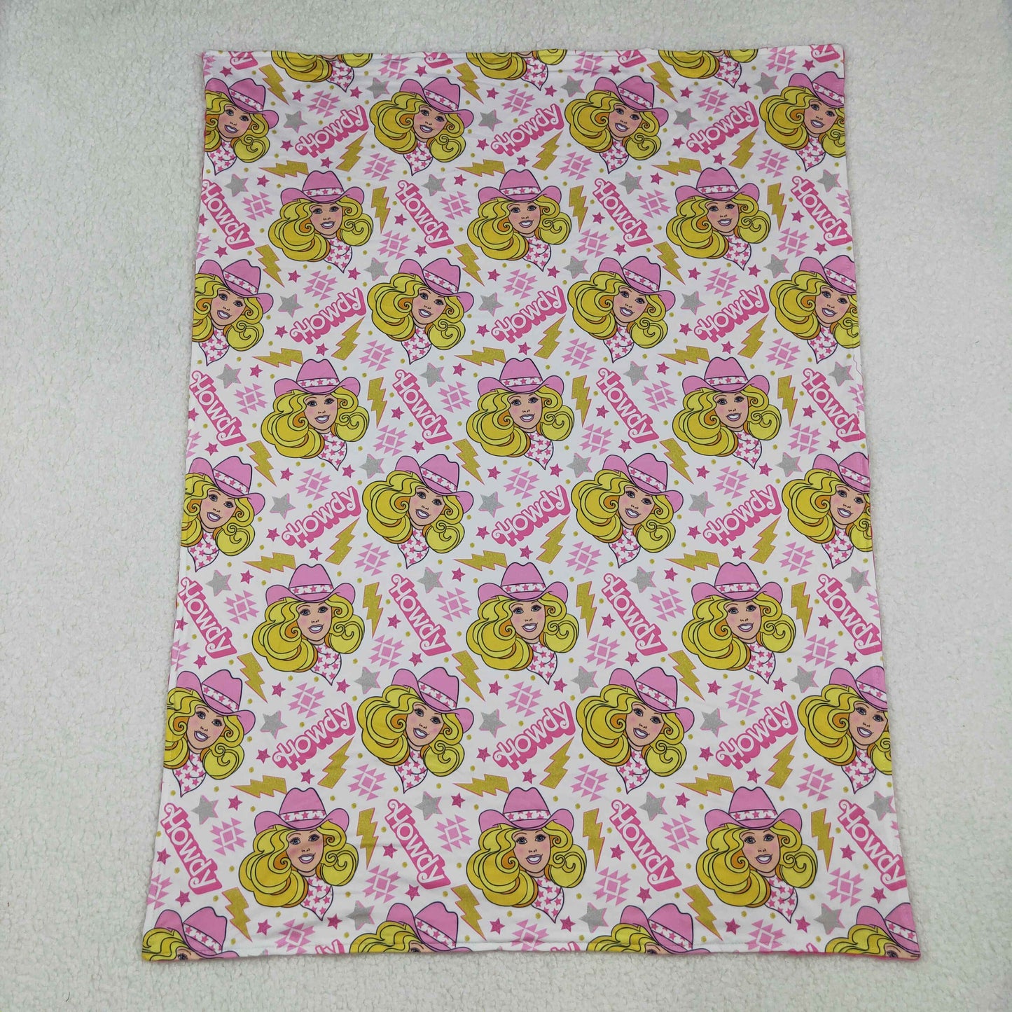 BL0067 Howdy Cowgirl Flash Aztec Pink Print Girls Western Blanket