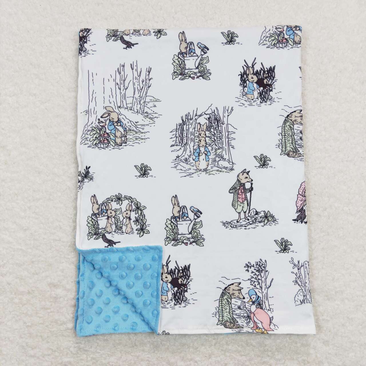 BL0092 Bunny Animals Print Baby Easter Minky Blanket