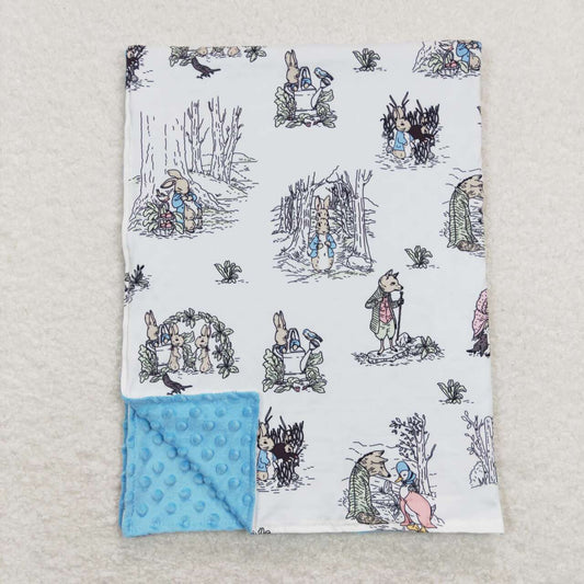 BL0092 Bunny Animals Print Baby Easter Minky Blanket