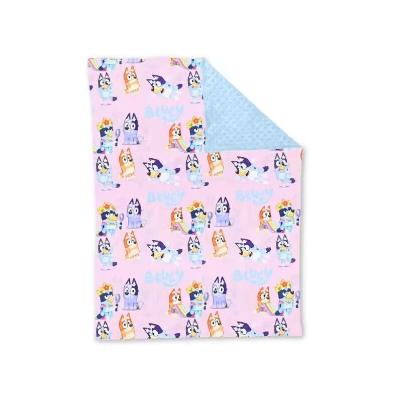 (Pre-order) BL0130 Pink Cartoon Dog Print Baby Blanket