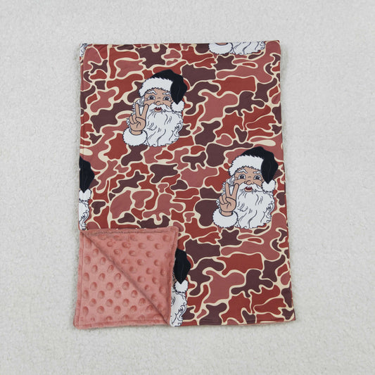 BL0162 Santa Brown Camo Print Baby Christmas Blanket