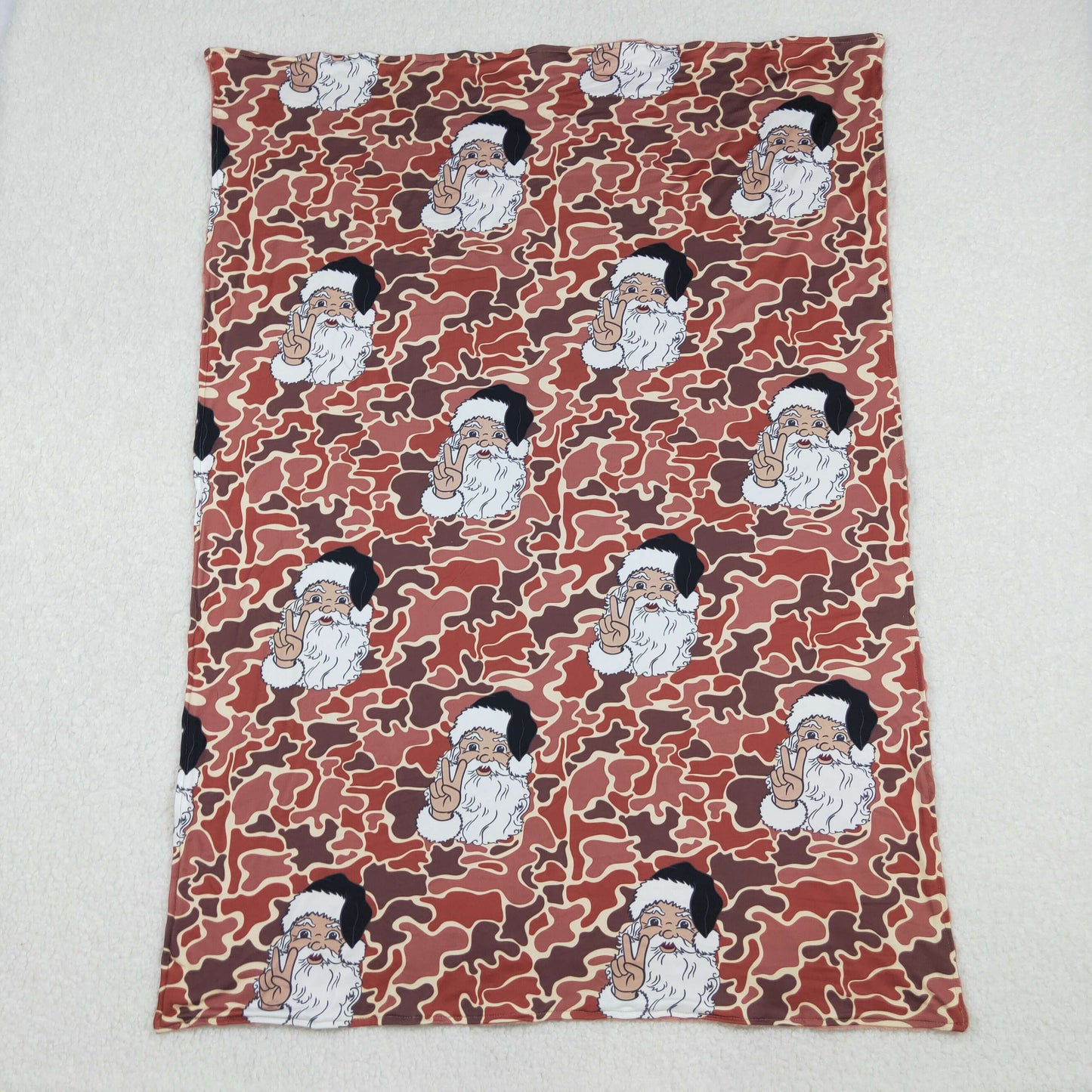 BL0162 Santa Brown Camo Print Baby Christmas Blanket