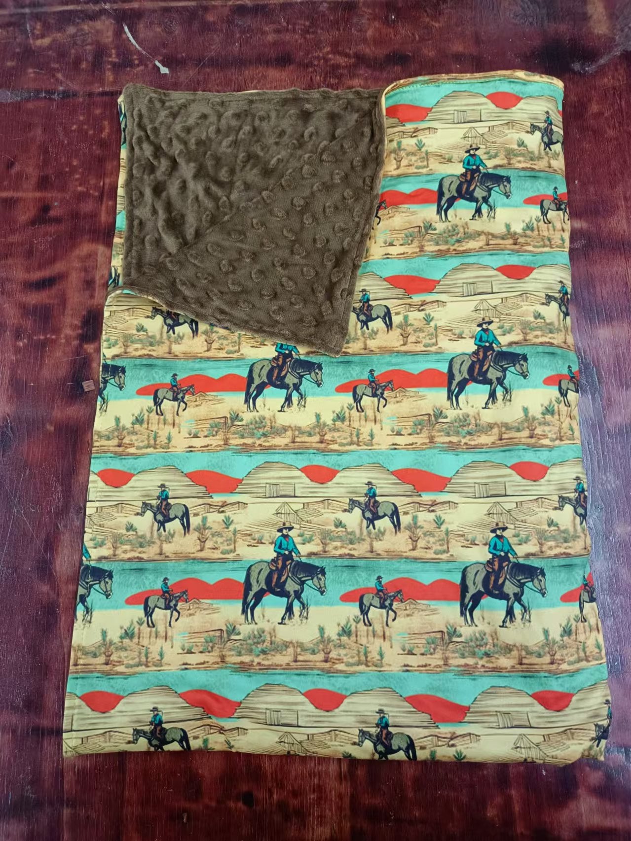 (Custom Design Preorder MOQ 3) Cowgirl Print Baby Western Blanket