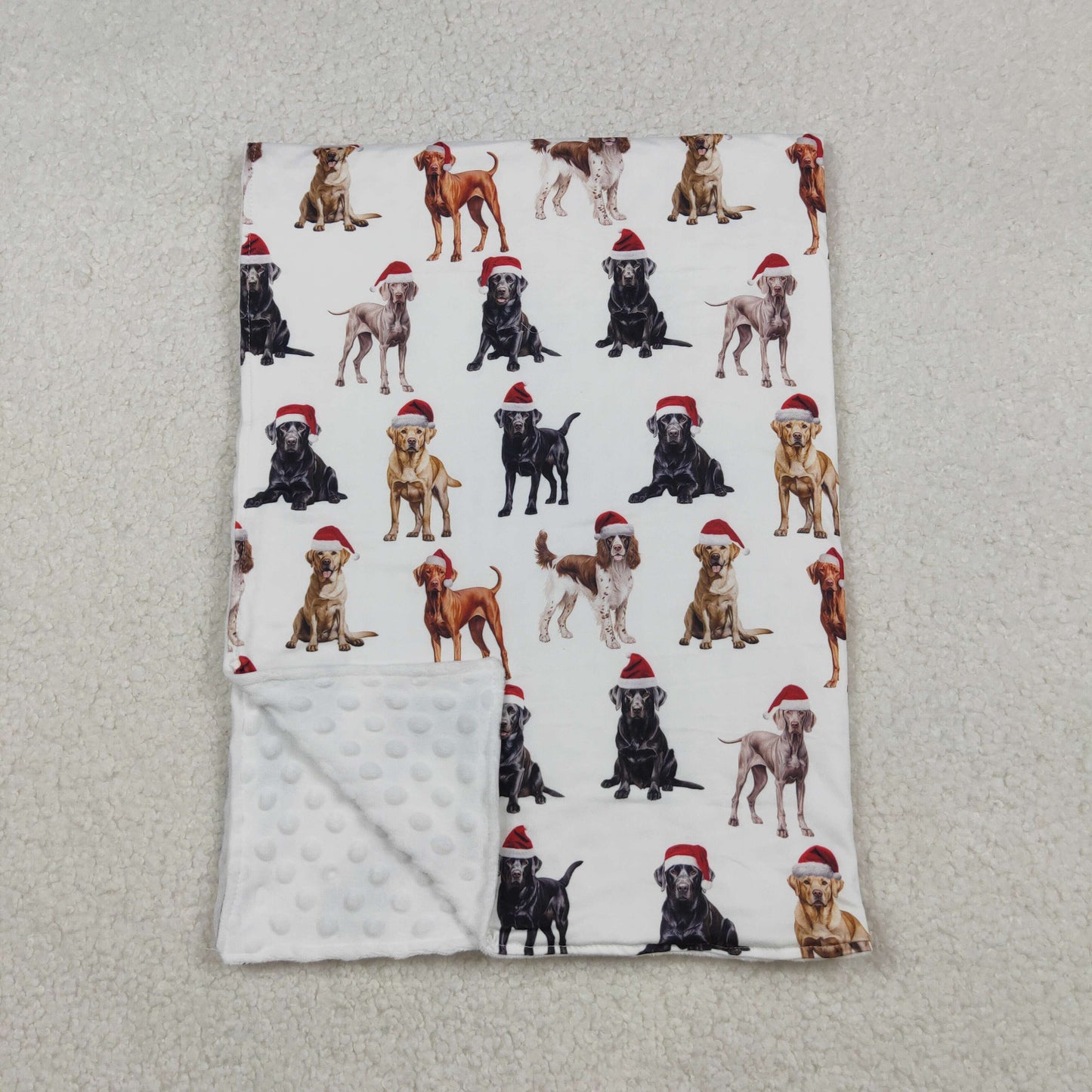 BL0176 Dog White Print Baby Christmas Blanket