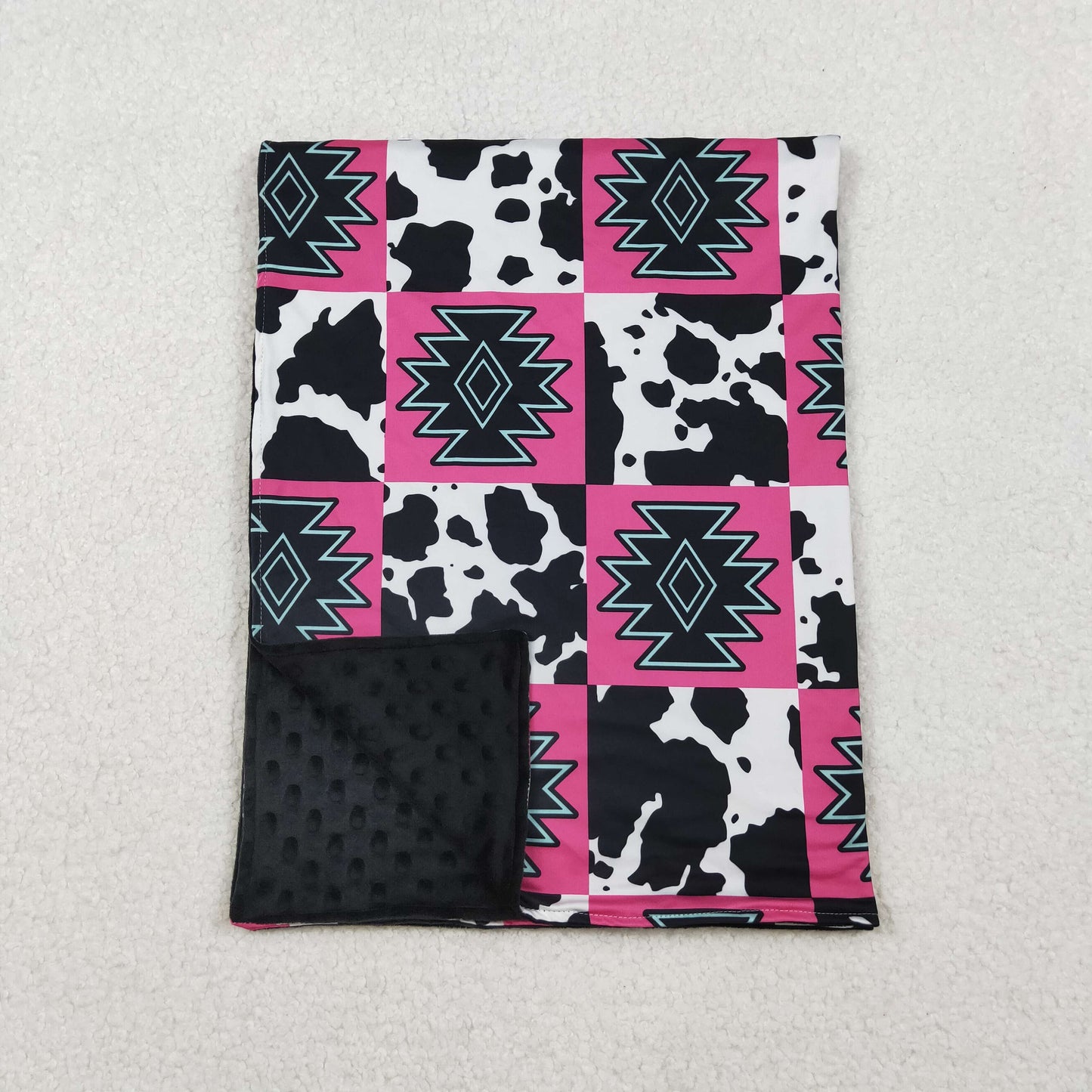 BL0178 Pink Aztec Print Baby Girls Western Blanket