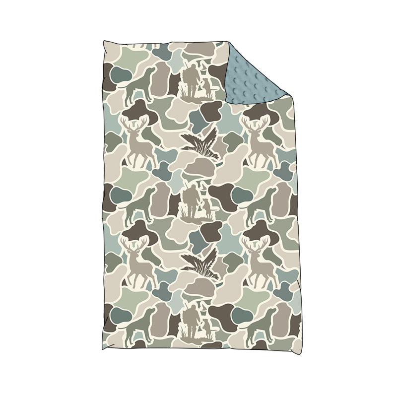 (Pre-order) BL0212 Duck Dog Deer Camo Hunting Print Baby Fall Blanket