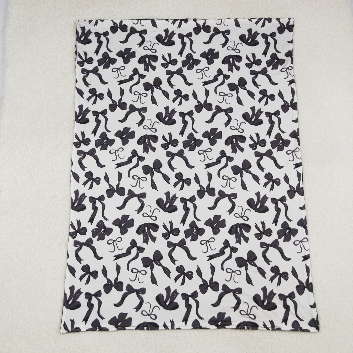 BL0217 Black Bows Print Baby Girls Blanket