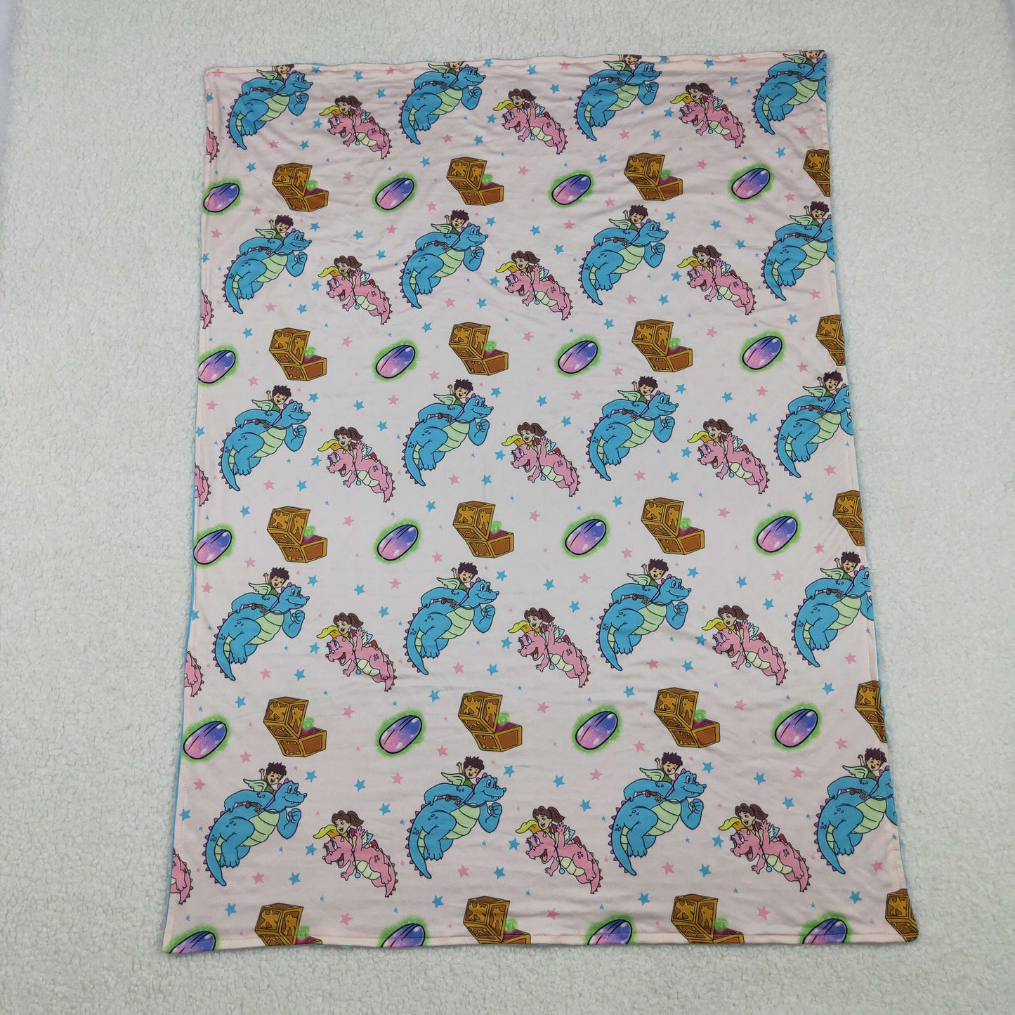 BL0230 Cartoon Dragon Print Baby Blanket