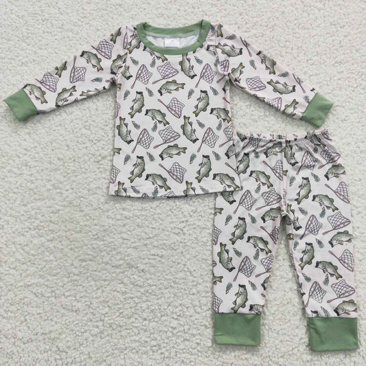 BLP0179 Kids fishing long sleeve pajamas